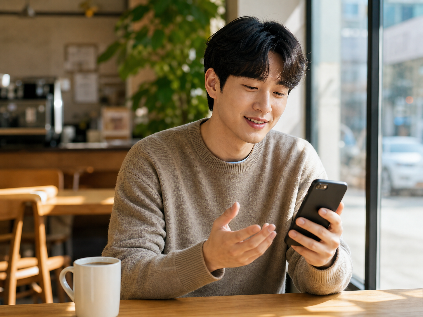 카톡으로 상담하는 모습