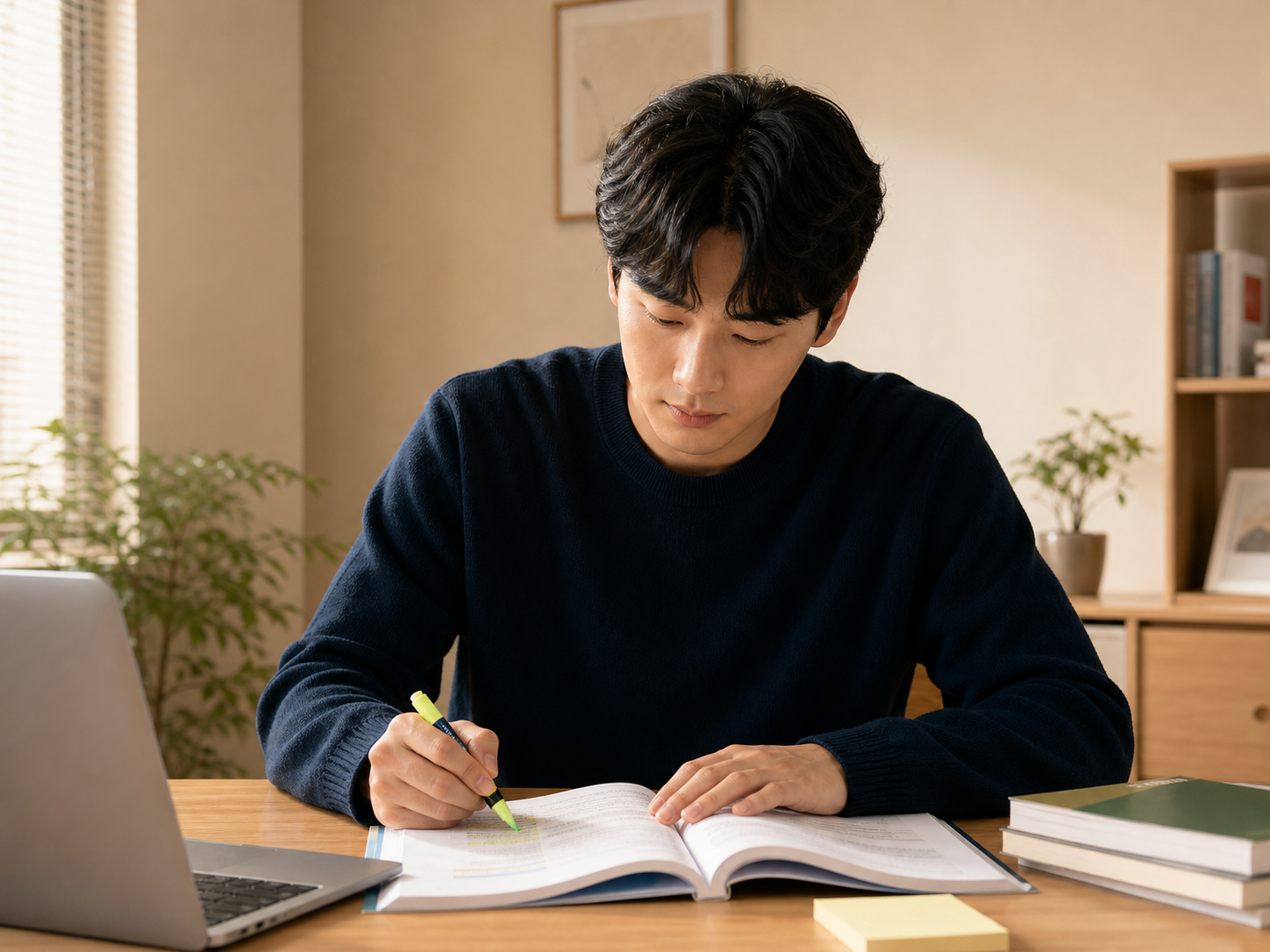 교재로 학습하는 모습